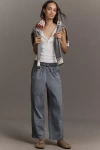 By Anthropologie Mixed Media Utility Pants In Gray