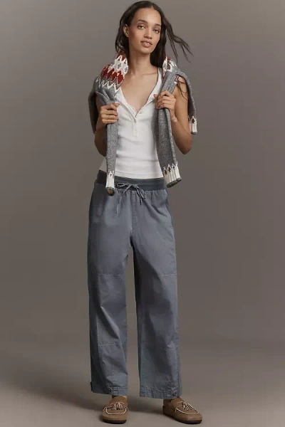 By Anthropologie Mixed Media Utility Pants In Gray