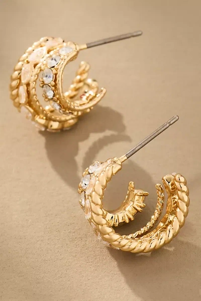 By Anthropologie Mixed Metal Crystal Drop Earrings