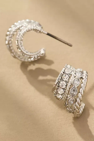 By Anthropologie Mixed Metal Crystal Drop Earrings