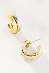 By Anthropologie Mixed Metal Double Hoop Huggie Earrings