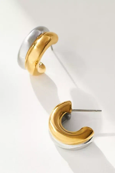 By Anthropologie Mixed Metal Half Hoop Earrings