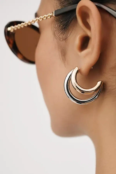 By Anthropologie Mixed Metal Half-moon Hoop Earrings