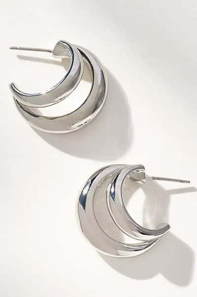 By Anthropologie Mixed Metal Hoop Earrings In Silver