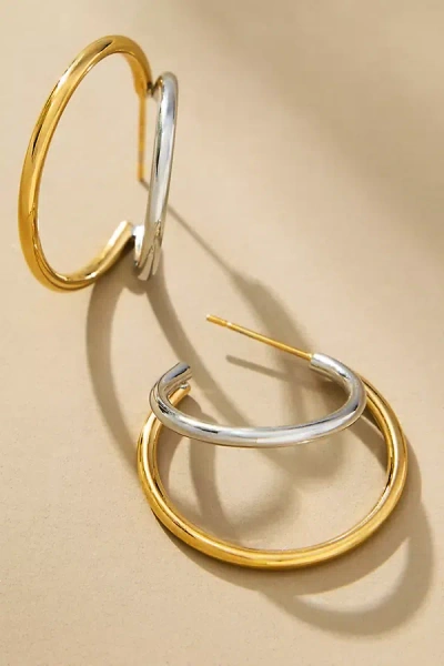 By Anthropologie Mixed Metal Huggie Hoop Earrings