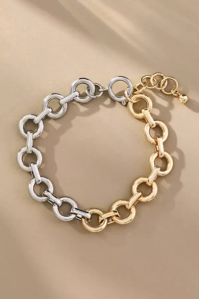By Anthropologie Mixed Metal Link Bracelet In Gold