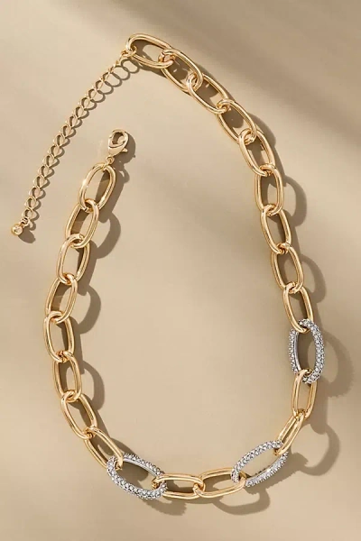 By Anthropologie Mixed Metal Linked & Locked Necklace In Gold