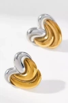 By Anthropologie Mixed Metal Mod Heart Post Earrings In Gold