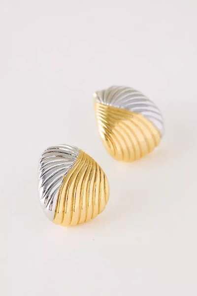 By Anthropologie Mixed Metal Oversized Post Earrings In Gold