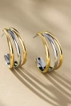 By Anthropologie Mixed Metal Triple Hoop Earrings In Gold