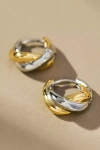 By Anthropologie Mixed Metal Twist Huggie Hoop Earrings In Gold