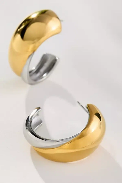 By Anthropologie Mixed Metal Wide Hoop Earrings