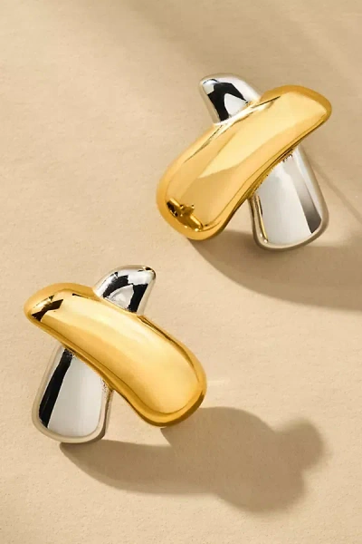 By Anthropologie Mixed Metal X Post Earrings