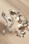 By Anthropologie Mixed Pearl Huggie & Drop Earrings In Silver