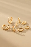 By Anthropologie Mixed Rib Huggie Hoop Earrings, Set Of 4