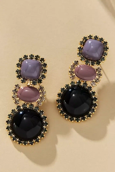 By Anthropologie Mixed Shape Crystal Drop Earrings In Black