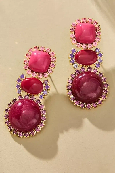 By Anthropologie Mixed Shape Crystal Drop Earrings In Purple