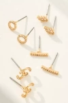 By Anthropologie Mixed Shape Crystal Post Earrings, Set Of 4