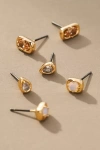 By Anthropologie Mixed Shapes Post Earrings, Set Of 3 In Pink