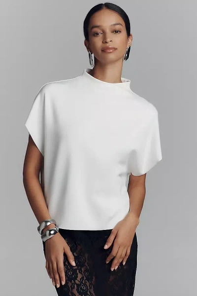 By Anthropologie Mock-neck Batwing Top In White