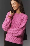 By Anthropologie Mock-neck Cable-knit Sweater In Pink