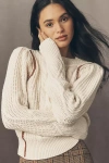 By Anthropologie Mock-neck Cable-knit Sweater In Sand