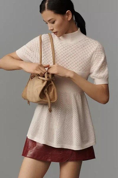 By Anthropologie Mock-neck Cashmere Blend Sweater Tee In Neutral