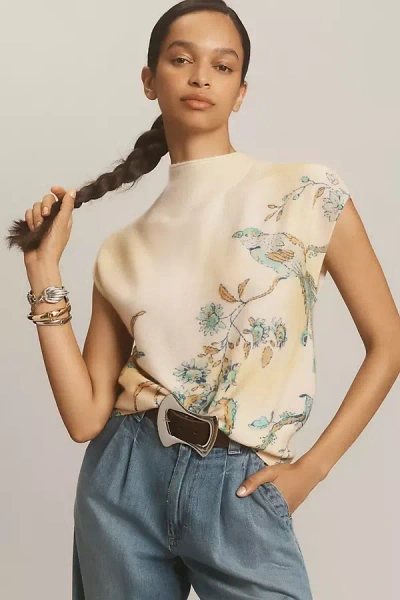 By Anthropologie Mock-neck Cashmere Sweater Tee In Multicolor