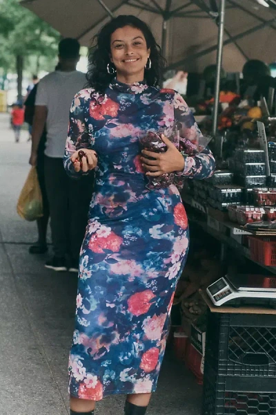 By Anthropologie Mock-neck Knit Maxi Dress In Multicolor