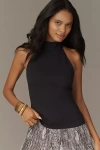 By Anthropologie Mock-neck Open-back Tank Top In Black