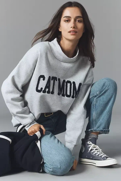 By Anthropologie Mock-neck Pet Mom Sweatshirt In Gray