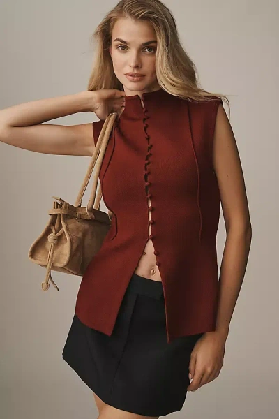 By Anthropologie Mock-neck Sleeveless Cardigan Sweater