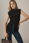 By Anthropologie Mock-neck Sleeveless Cardigan Sweater