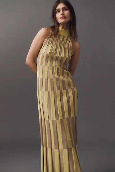 By Anthropologie Mock-neck Sleeveless Column Dress In Yellow