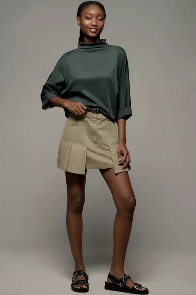 By Anthropologie Mock-neck Three-quarter Top In Green