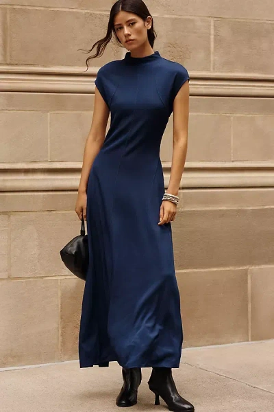 By Anthropologie Mock-neck Slim Midi Dress In Blue
