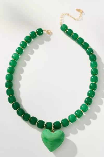 By Anthropologie Mod Beaded Pendant Necklace In Green