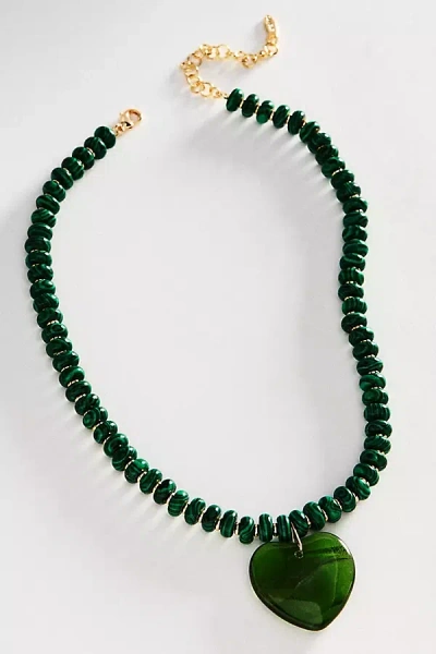 By Anthropologie Mod Beaded Pendant Necklace In Green