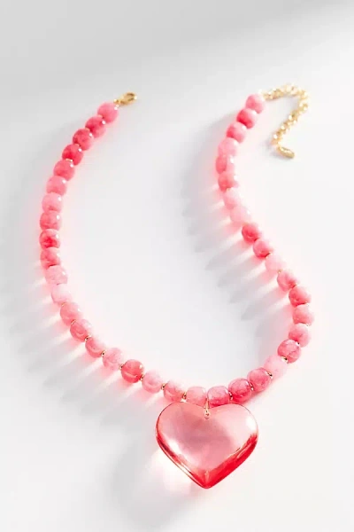 By Anthropologie Mod Beaded Pendant Necklace In Pink