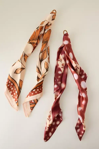 By Anthropologie Mod Farmer Headscarves, Set Of 2 In Brown