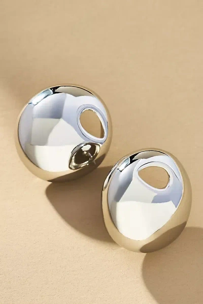 By Anthropologie Mod Full Round Post Earrings In Silver