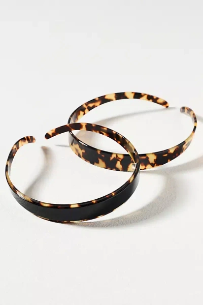 By Anthropologie Mod Resin Headbands, Set Of 2 In Brown