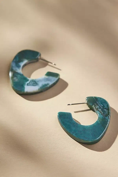 By Anthropologie Mod Shaped Stone Hoop Earrings In Multicolor