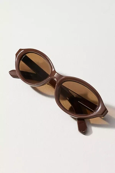 By Anthropologie Modern Oval Sunglasses In Brown