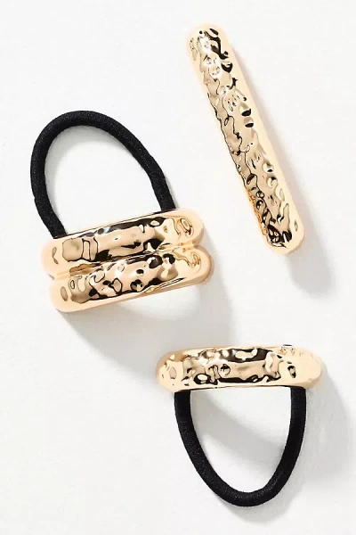 By Anthropologie Molten Cuff Hair Ties, Set Of 3 In Gold