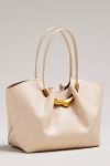 By Anthropologie Molten Hardware Shiny Textured Tote In Sand