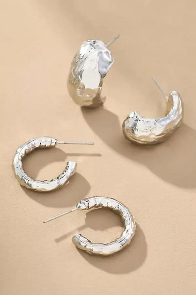 By Anthropologie Molten Huggie Hoop Earrings, Set Of 2 In Neutral