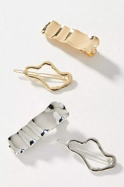 By Anthropologie Molten Metal Barrettes, Set Of 4 In Multi