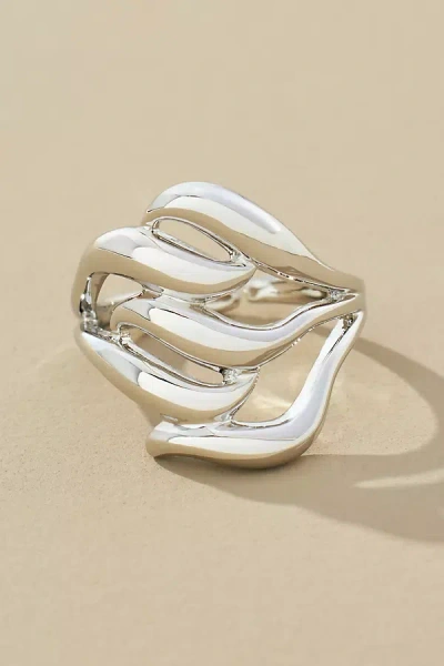 By Anthropologie Molten Metal Ring In White