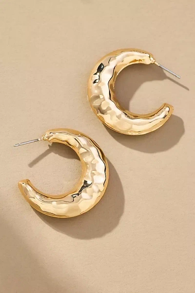By Anthropologie Molten Textured Hoop Earrings In Gold